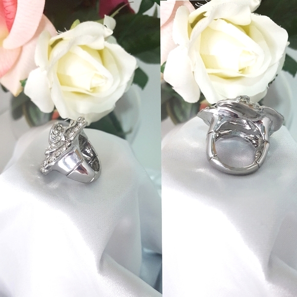 Flower Silver Ring♡ Stretchy - Picture 4 of 7